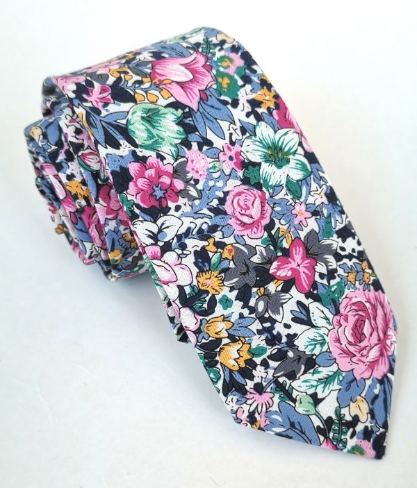 corbata algodón floral