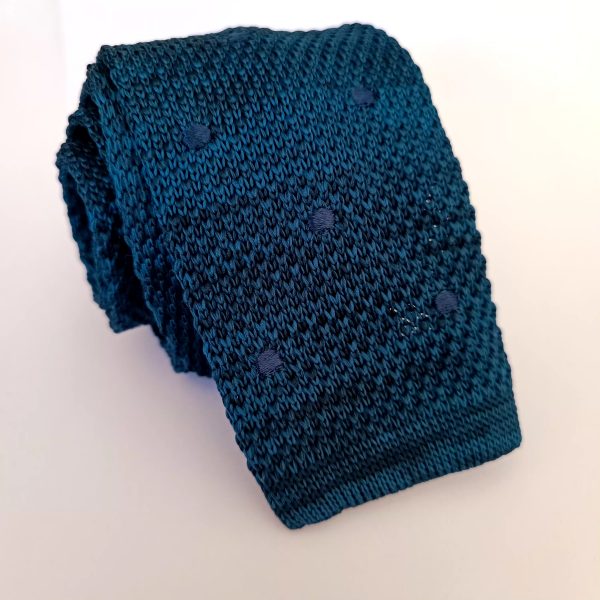 corbata tejida azul matizado lunares bordados