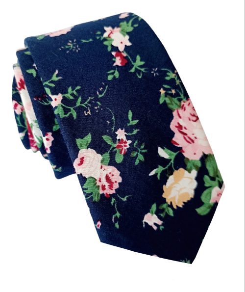 corbata algodon estampada flores