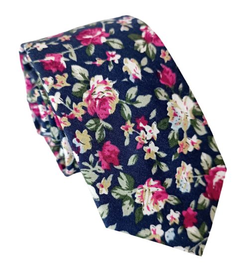 corbata algodon flores