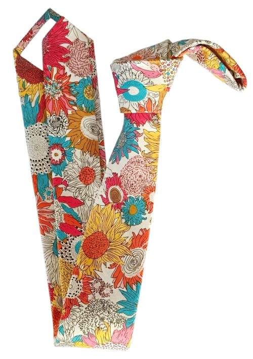 corbata algodon flores, diseñada en Chile. Luciacorbatas