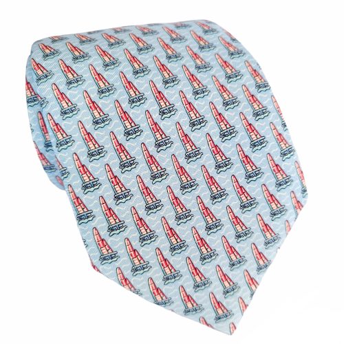 corbata seda celeste veleros