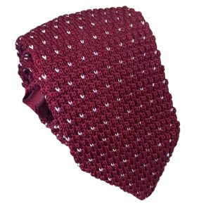 corbata tejida burdeo punta triangular