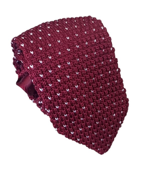 corbata tejida burdeo punta triangular