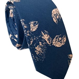 corbata delgada azul marino flores damasco