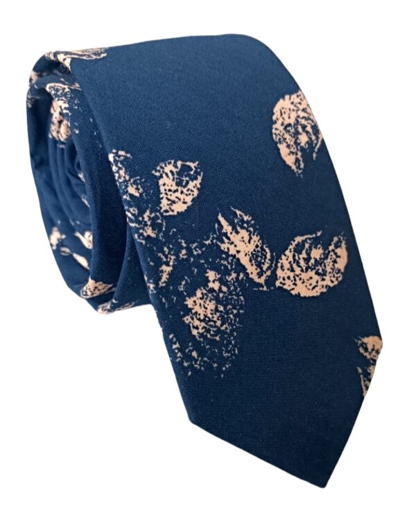 corbata delgada azul marino flores damasco