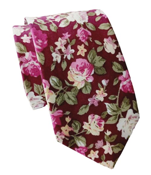corbata flores bermellon