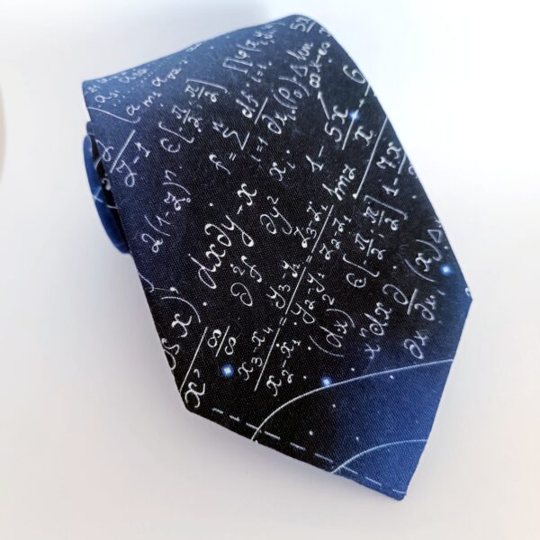 corbata algodon azul negro simbolos ciencia