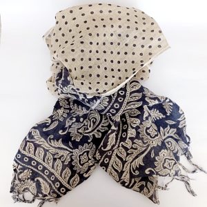 pañuelo lino crudo estampado vintage