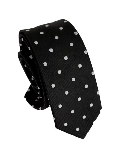 corbata negra delgada lunares blancos