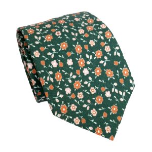 corbata algodon verde floral
