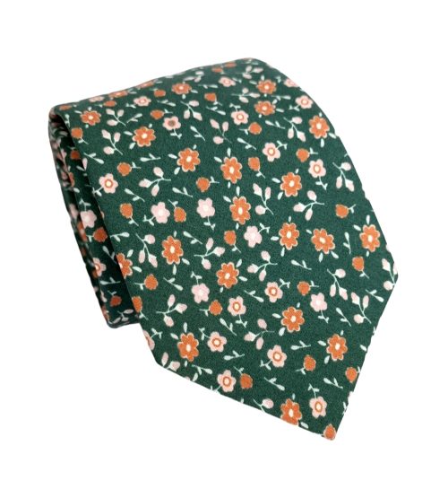 corbata algodon verde floral