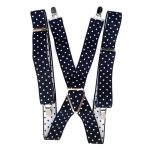 Suspensor azul marino lunares blancos