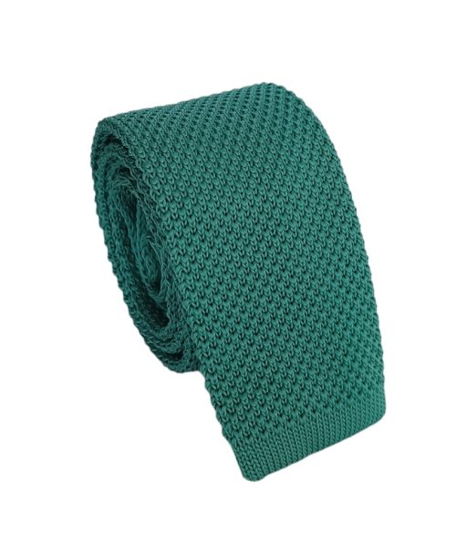 corbata tejida punta recta verde esmeralda