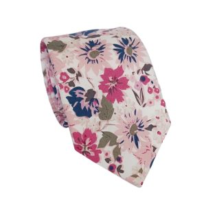 corbata algodon rosada floral