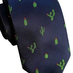 corbata tejida cactus verdes