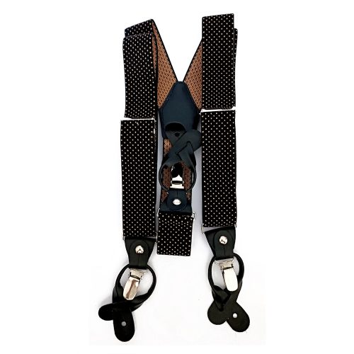 suspensor hombre negro diseño puntitos beige