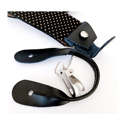 Suspensor doble broche desmontable negro puntitos beige - Imagen 3