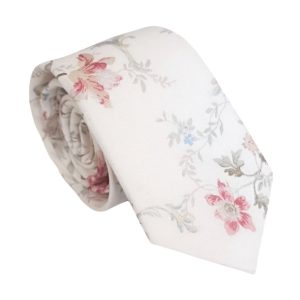corbata algodón crudo floral