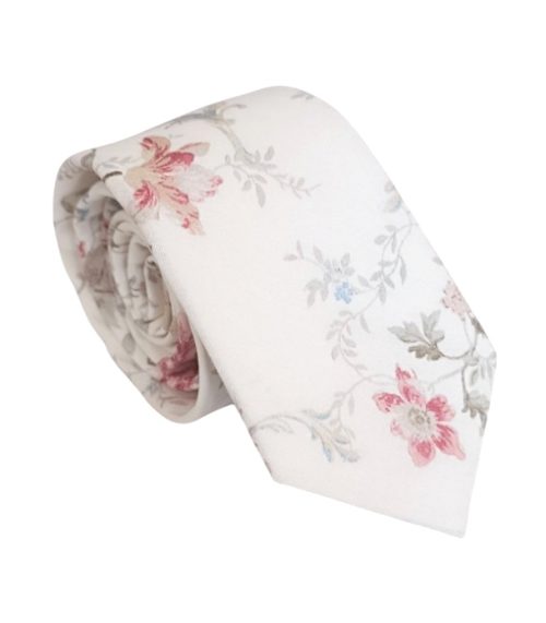 corbata algodón crudo floral