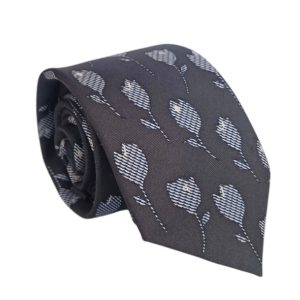 Corbata seda gris marengo tulipanes azules