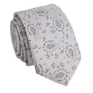 corbata delgada gris claro paisley