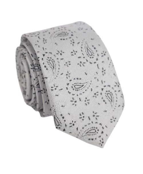 corbata delgada gris claro paisley