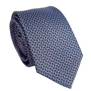 corbata seda tejida gris azul