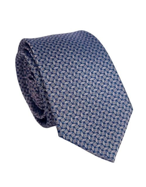 corbata seda tejida gris azul