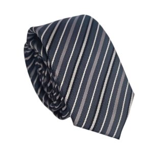 corbata poliester delgada gris lineas
