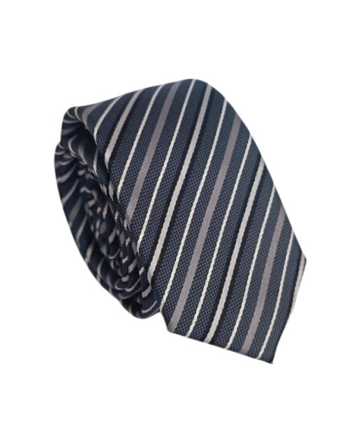 corbata poliester delgada gris lineas