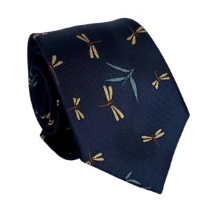 corbata poliester azul marino tejido libelulas