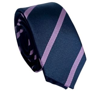 corbata de seda azul marino lineas moradas lilas