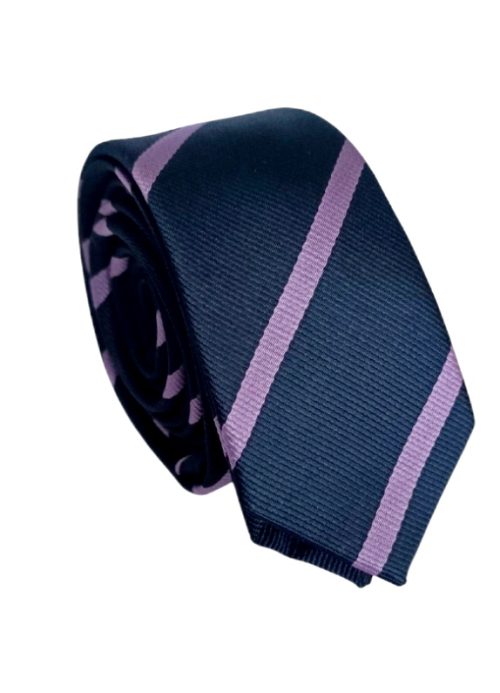 corbata de seda azul marino lineas moradas lilas