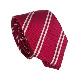 Corbata seda roja lineas blancas