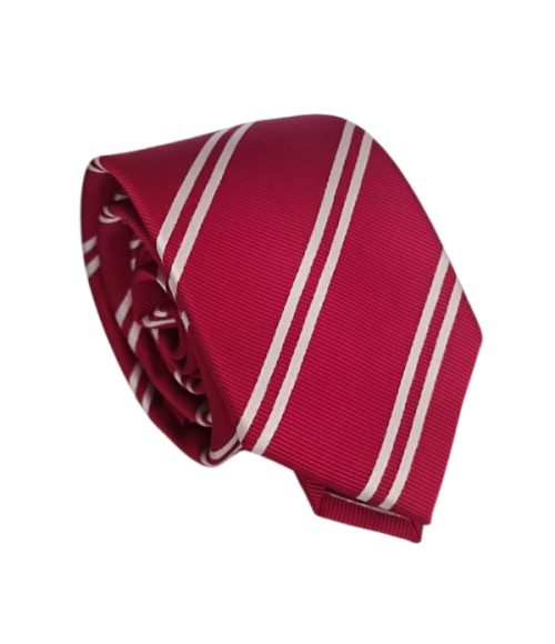 Corbata seda roja lineas blancas