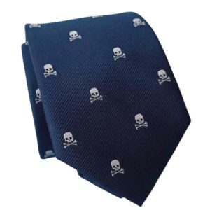 corbata azul marino calaveras