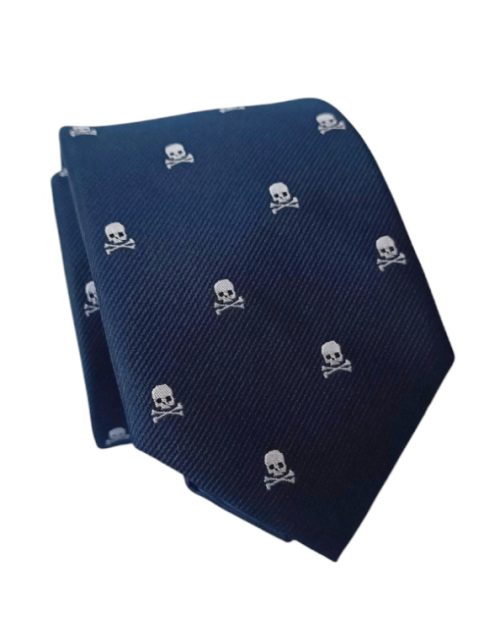 corbata azul marino calaveras