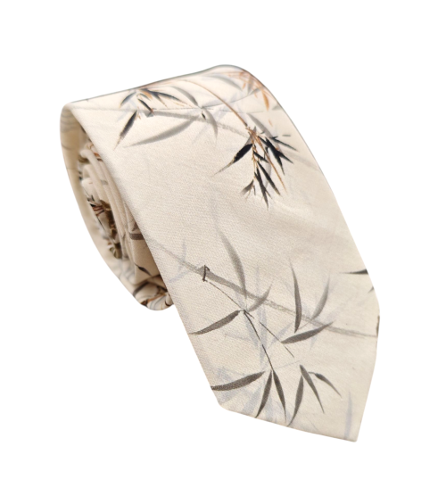 corbata algodon estampado acuarela hojas
