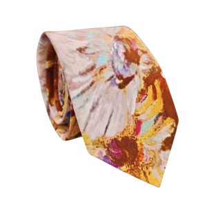 corbata algodon flores tipo pintura de pincel