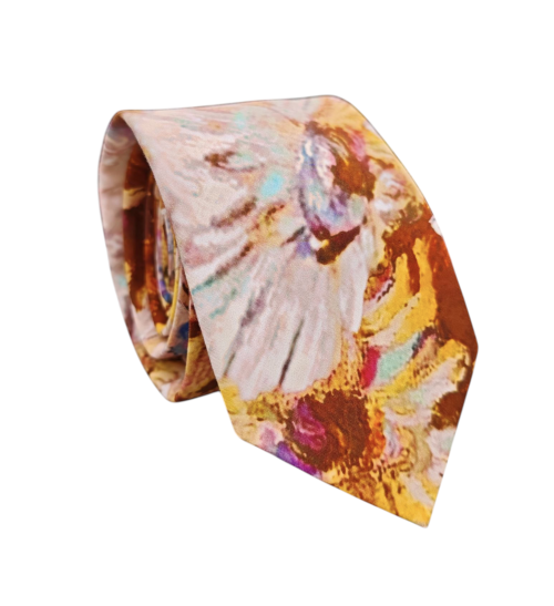 corbata algodon flores tipo pintura de pincel