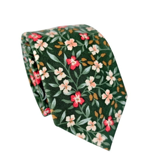 corbata algodón flores