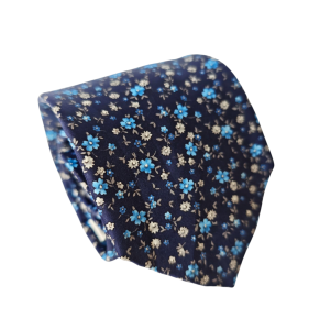 corbata floral azul marino flores azules pequeñas