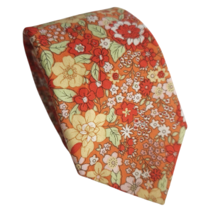 corbata algodon floral naranja