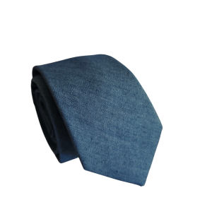 corbata algodon lisa azul jeans