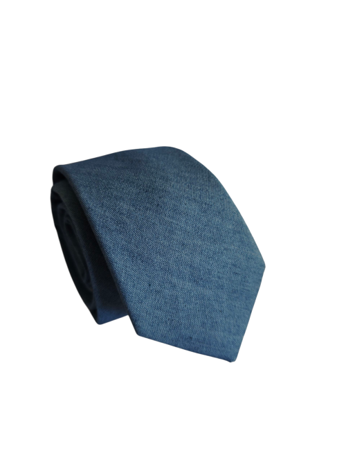 corbata algodon lisa azul jeans