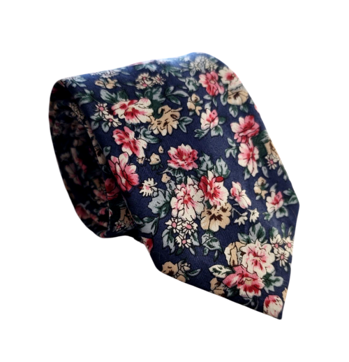 corbata algodon flores claveles