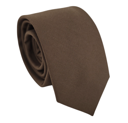 corbata juvenil cafe algodon liso