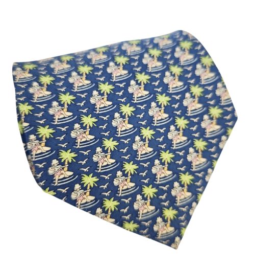 corbata vintage reciclada seda motivo verano