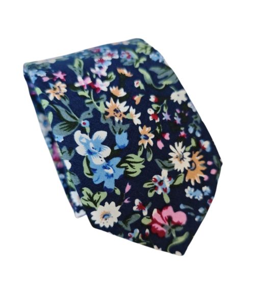 corbata algodon flores